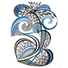 Blue Black Swirl Leaves