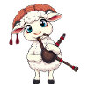 Musician lamb with bagpipes