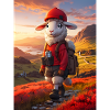 Hiking sheep at sunset