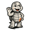 Children's Motif: Waving Turtle Cartoon