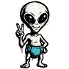 Child Theme: Alien Peace Sign Illustration