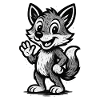 Children's motif: Waving fox wolf