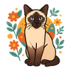 Siamese cat flower designs