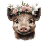 Pig with Flower Crowns Design