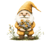 Gnom mit Blumenkorb