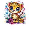 Bunter Leopardenjunge mit Blumen