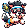 Tennis Dog Puppy With Sunglasses And Headband