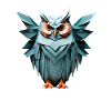Blue Low-Poly Owl Design