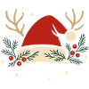 Weihnachtsmütze mit Geweih und Tannenzweigen