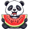 Cute Panda Cartoon Watermelon Summer Fruit