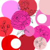 Florale Linien über Farbkreise