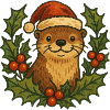 Santa Otter Among Holly