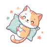Cuddly Cat on Star Pillow