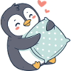 Cuddly Penguin and Polka Dot Pillow