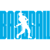 Baseball-Schaukel-Silhouette auf fettem blauem Text