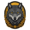 Wolfskopf im  goldenen Herbstwald