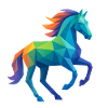 Buntes Low-Poly Pferd - Reiten
