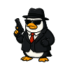 Pinguin-Spion im Smoking