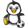 Pinguin-Spieler mit Fußball