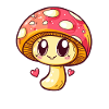 Kawaii Mushroom Heart Illustration