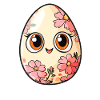 Kawaii Easter Egg with Flowers