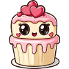 Kawaii Cupcake mit Herzen