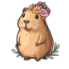 Kapibara with flower wreath