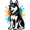 Siberian Husky im Spray-Graffiti mit Sonnenbrille