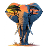 Elephant silhouette in sunset