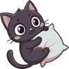 Kawaii kitten cuddly on pillow