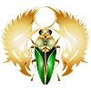 Gold-green Scarabeus with wing ornament