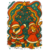 Dabbing Santa & Mrs Claus Retro Waves