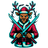 Neon Samurai Reindeer Christmas Shirt