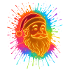 Neon Santa Farbsplash Weihnachts Shirt