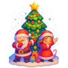 Dabbing Père Noël & Mère Noël Kawaii