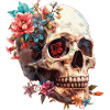 Crâne, crâne avec des fleurs