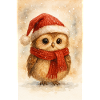 Hibou d’hiver avec écharpe et chapeau