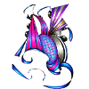 Coloured spiral and fan art