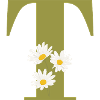 Letter t green daisies