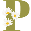 Grüne Gänseblümchen Buchstabe p