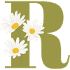 Letter r green daisies