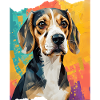 Geometrischer Beagle im Farbausbruch