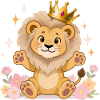 🦁 Lion avec couronne et fleurs