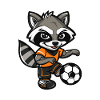 Waschbär Fußball-Maskottchen 