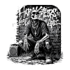 Skeleton Graffiti with Boombox