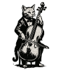 Katzencellist im Smoking