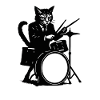 Cat drummer in tuxedo