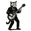 Chat guitariste en costume avec guitare
