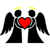 Angel couple with heart pictogram