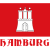 Hamburg castle icon on red background